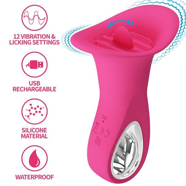 CLYDE ORAL VIBRATOR VIBRATING TONGUE 12 VIBRATIONS PINK