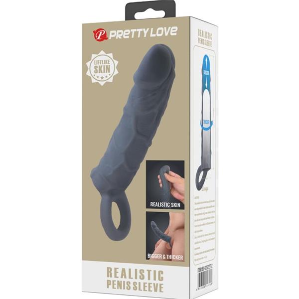 REALISTIC SKIN PENIS SLEEVE DARK GREY