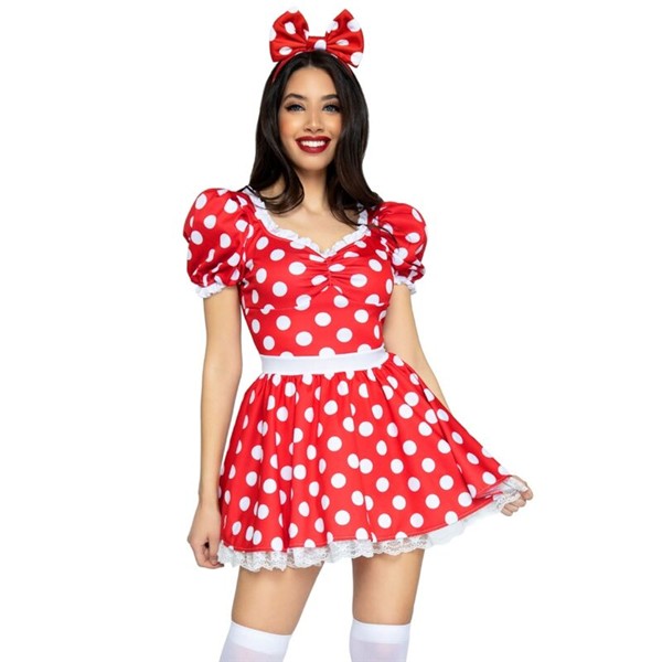 POLKA DOT DRESS + HEADBAND RED/WHITE M