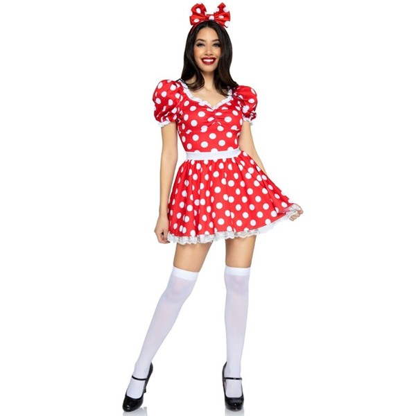 POLKA DOT DRESS + HEADBAND RED/WHITE M