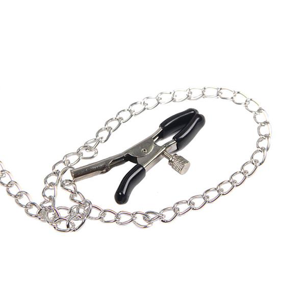 953720 BONDAGE LEATHER STRAP BREAST CLAMPS BLACK ONE SIZE
