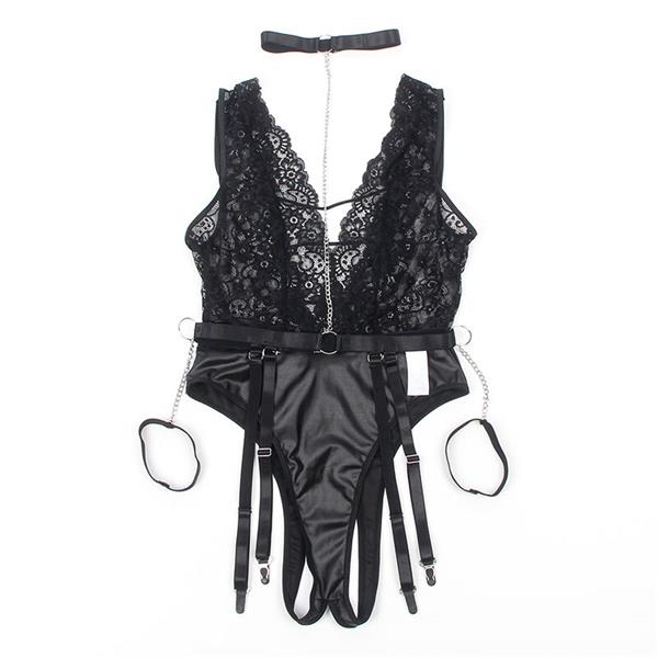 954390 SEXY BODY WITH GARTER BELT BLACK L/XL