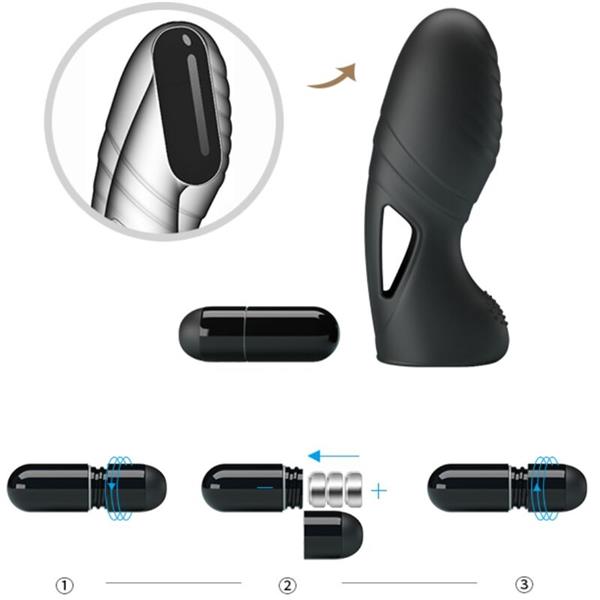 ALAN SILICONE FINGER VIBRATOR BLACK