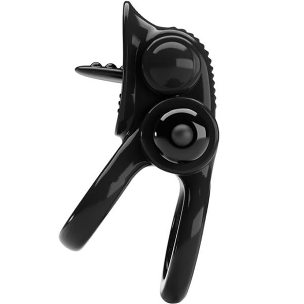 PASSIONATE RING DOUBLE VIBRATING RING + CLITORIS STIMULATOR BLACK