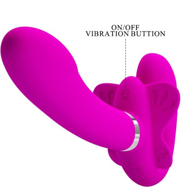 VALERIE DOUBLE STRAP-ON VIBRATOR 12 VIBRATIONS PURPLE