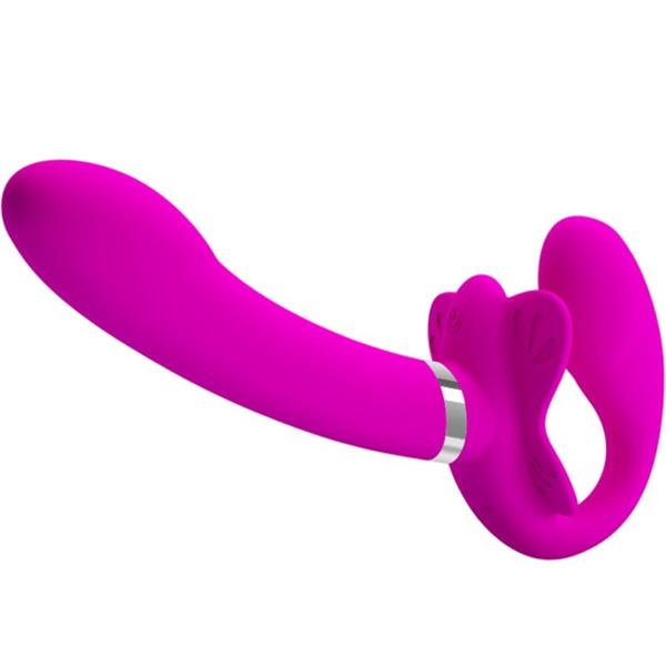 VALERIE DOUBLE STRAP-ON VIBRATOR 12 VIBRATIONS PURPLE