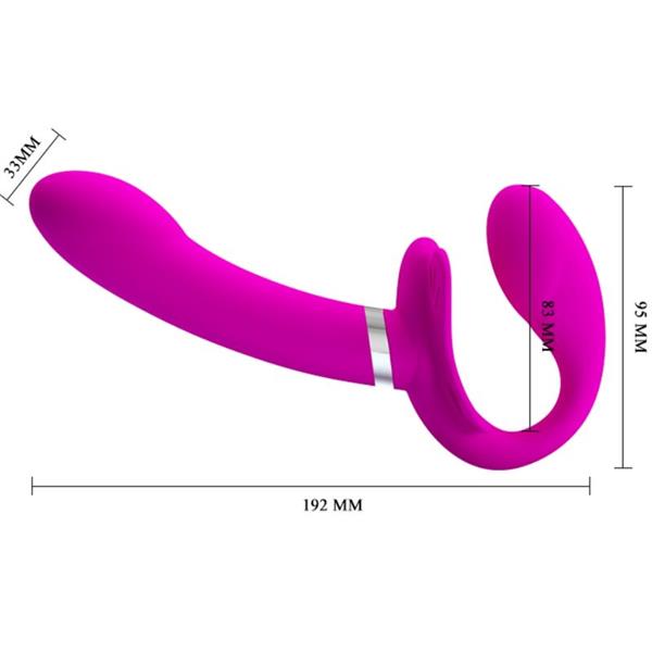 VALERIE DOUBLE STRAP-ON VIBRATOR 12 VIBRATIONS PURPLE