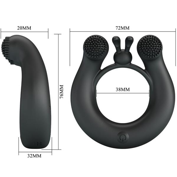 DAHLIA VIBRATING RING + CLITORIS STIMULATOR 12 VIBRATIONS BLACK