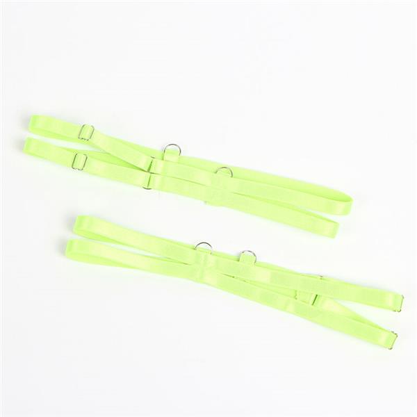 955311 SET OF BRA WITH LACE AND GARTER LINES GREEN AND BLUE S/M