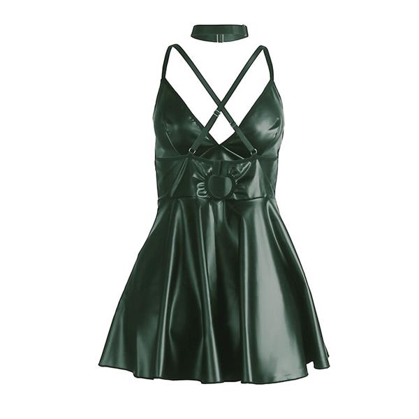 955441 DRESS WITH GREEN LEATHER STRAPS L/XL