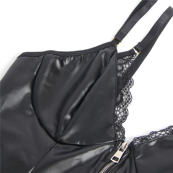 955458 BLACK LEATHER ZIPPER BODY S/M