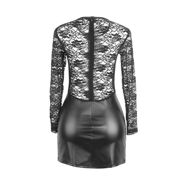 955601 LONG SLEEVED DRESS WITH BLACK LACE L/XL