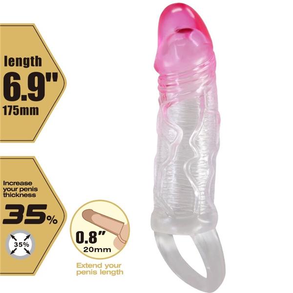ODES REALISTIC 2 CM ENLARGEMENT SHEATH FOR PENIS PINK