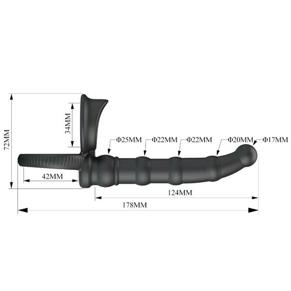 TATUM VIBRATING PENIS RING WITH PLUG 10 VIBRATIONS BLACK