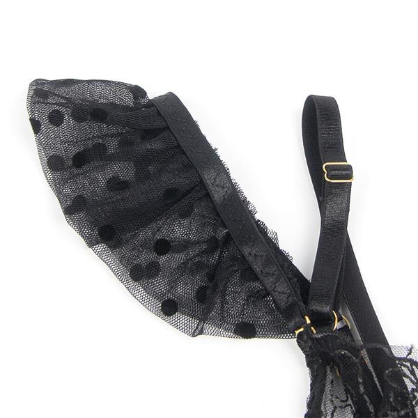 957483 ČIPKAST BRA IN PODVEZICA KOMPLET ČRNA S/M