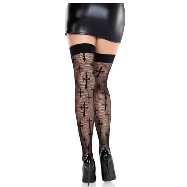 WORSHIP ME LACE STOCKINGS BLACK
