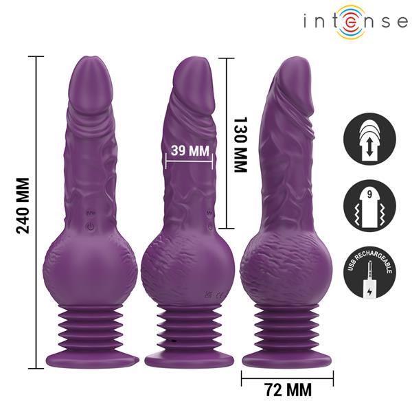 TATUM VIŠEFUNKCIONALNI VIBRATOR S GORE-DOLJE VIBRACIJOM 24 CM LJUBIČASTI
