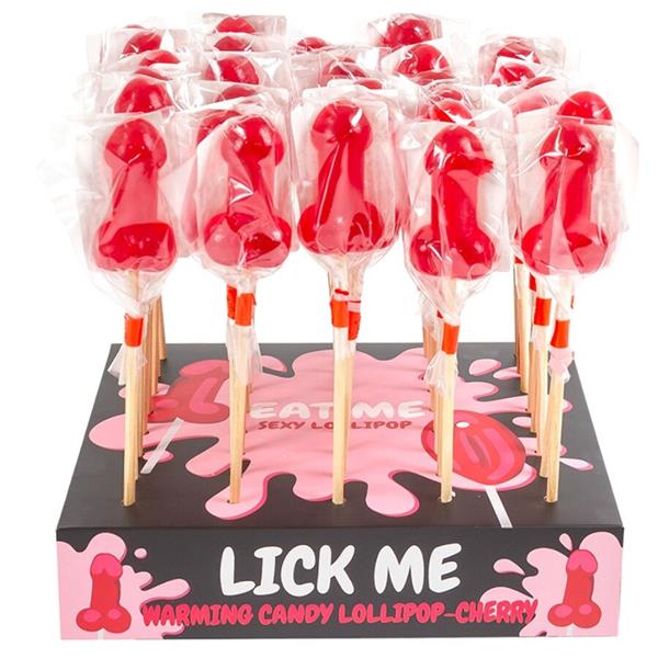 CHERRY CANDY PENIS LOLLIPOP DISPLAY WITH SPICY HEAT EFFECT (40 UNITS)