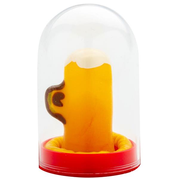 HANDPAINTED NOVELTY CONDOMS GLASS OF BEER