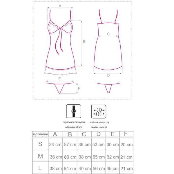 LUISE 1710 BABYDOLL + THONG BLACK S