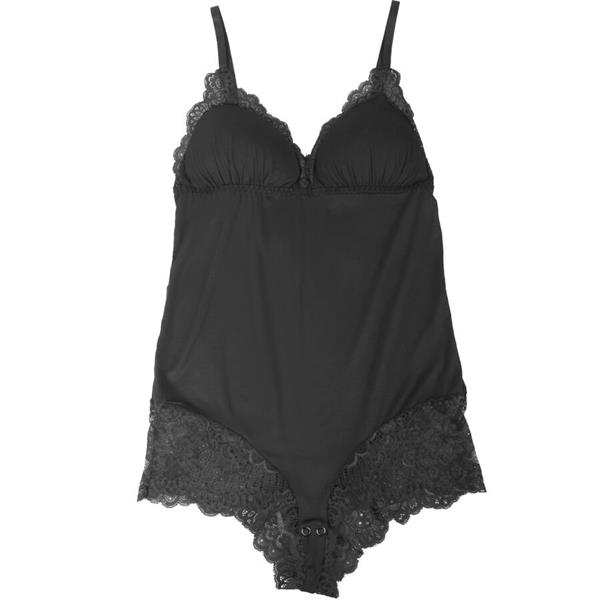 BLACK FLORAL LACE DETAIL TEDDY S/M
