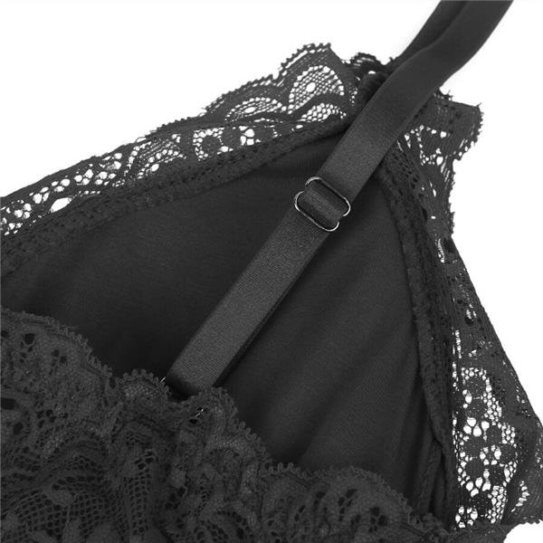 BLACK FLORAL LACE DETAIL TEDDY S/M