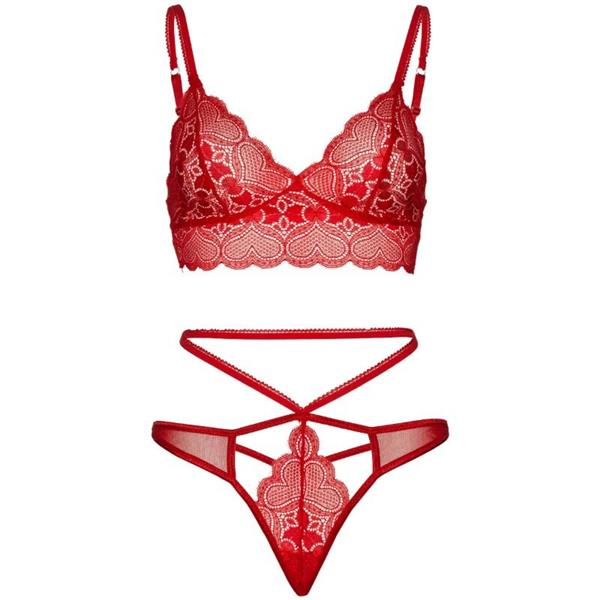 2 PIECES SET LACE BRALETTE AND THONG M/L
