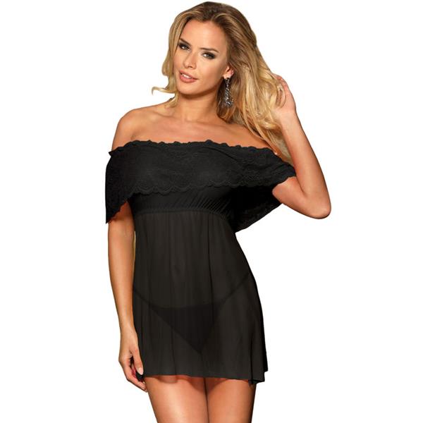 DRESSES SHORT DRESS + THONG BLACK S/M