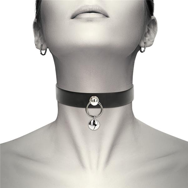 VEGAN LEATHER NECKLACE WOMAN ACCESSORY RATTLE/HOOP