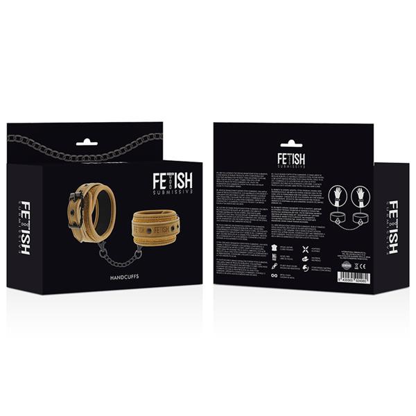 VEGAN LEATHER HANDCUFFS WITH NEOPRENE LINING