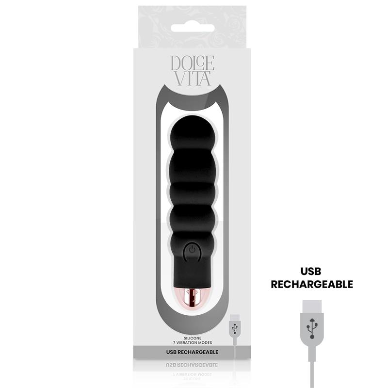 RECHARGEABLE VIBRATOR SIX BLACK 7 SPEEDS