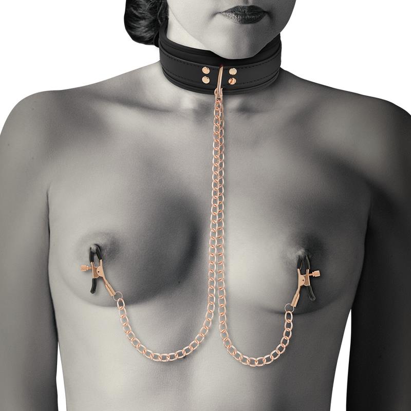 FANTASY NIPPLE CLAMP NECKLACE WITH NEOPRENE LINING