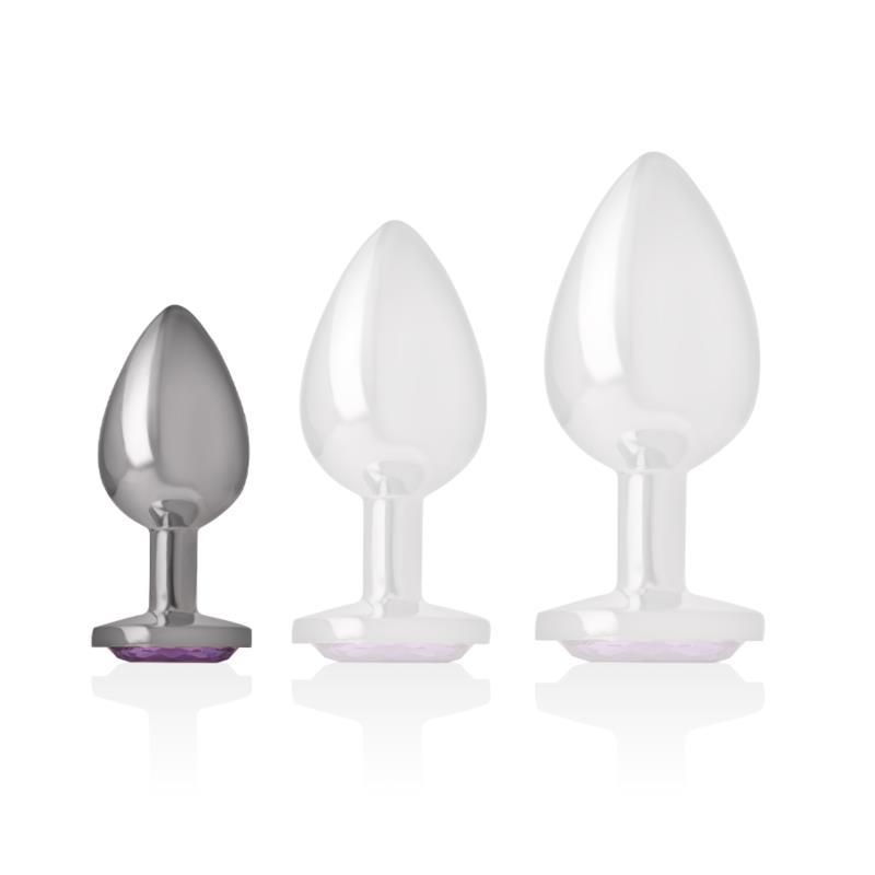 ALUMINUM METAL ANAL PLUG WITH VIOLET CRYSTAL SIZE S