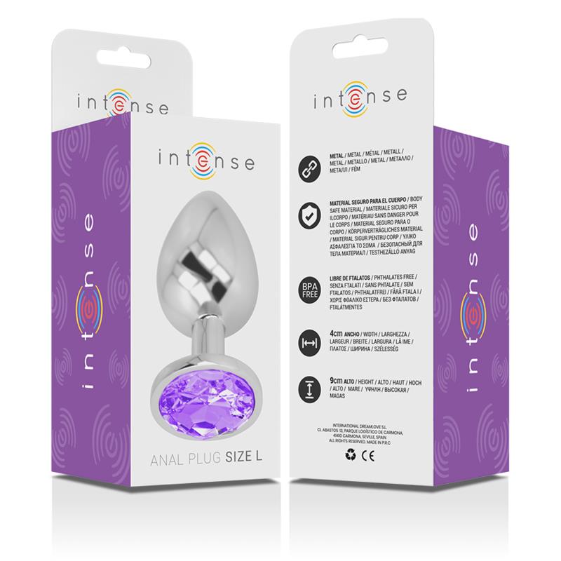 ALUMINUM METAL ANAL PLUG WITH VIOLET CRYSTAL SIZE L
