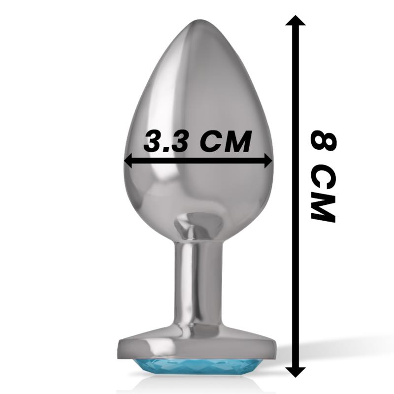 ALUMINUM METAL ANAL PLUG WITH BLUE GLASS SIZE M