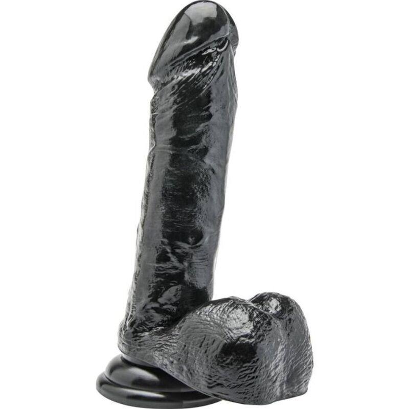 DILDO 18 CM S JAJCIMA CRNO