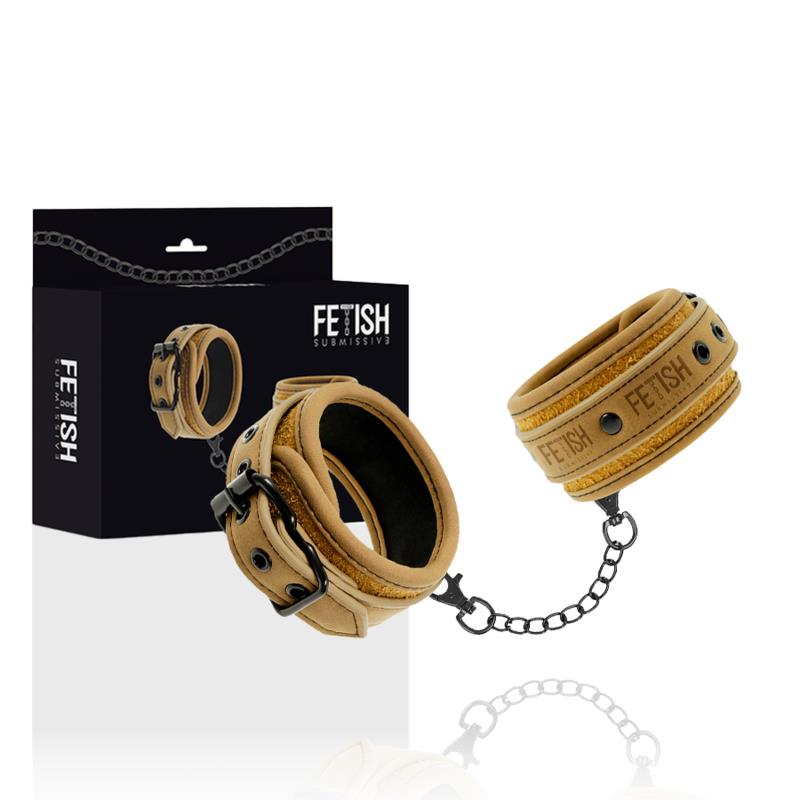 VEGAN LEATHER HANDCUFFS WITH NEOPRENE LINING