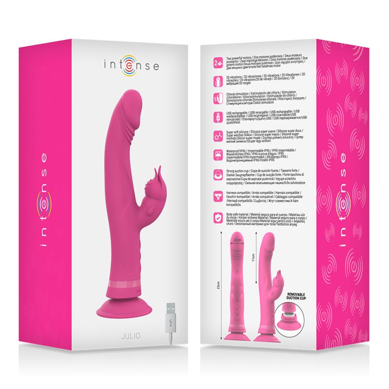 JULIO RABBIT VIBRATOR PINK SILICONE