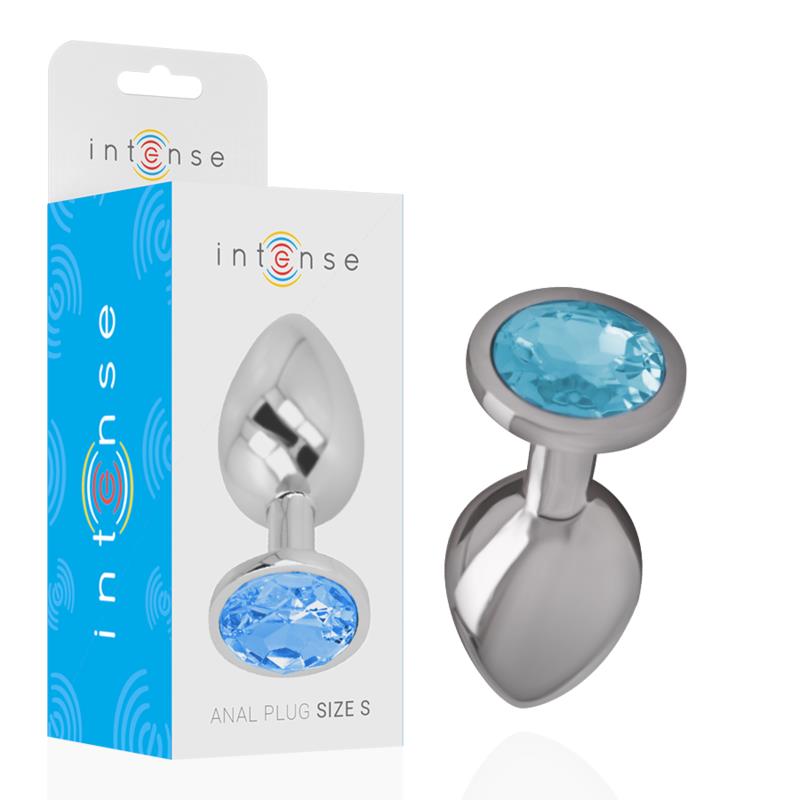 ALUMINUM METAL ANAL PLUG WITH BLUE CRYSTAL SIZE S