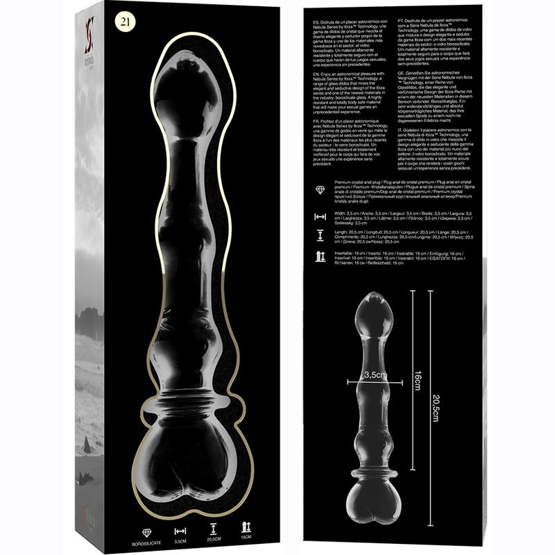 MODEL 21 DILDO BOROSILICATE GLASS CLEAR 20.5 CM -O- 3.5 CM