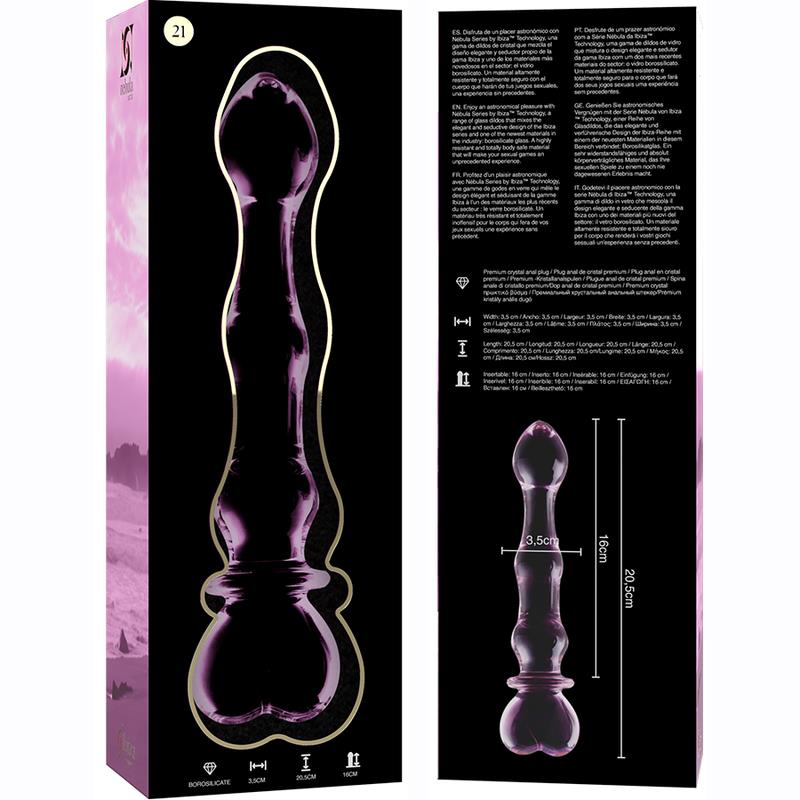 MODEL 21 DILDO BOROSILICATE GLASS CLEAR 20.5 CM -O- 3.5 CM