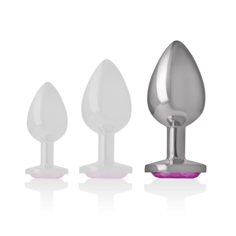 ALUMINUM METAL ANAL PLUG WITH PINK CRYSTAL SIZE L