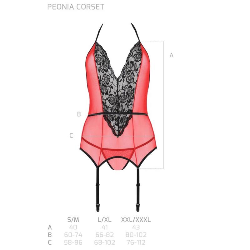 PEONIA CORSET EROTIC LINE RED S/M