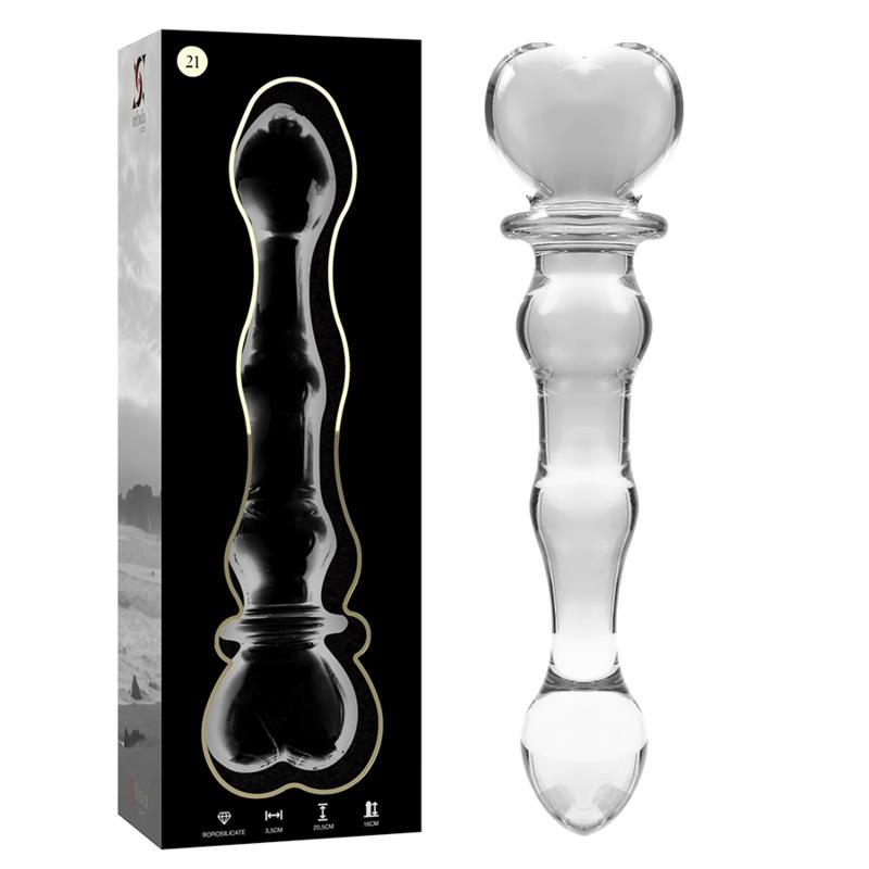 MODEL 21 DILDO BOROSILICATE GLASS CLEAR 20.5 CM -O- 3.5 CM