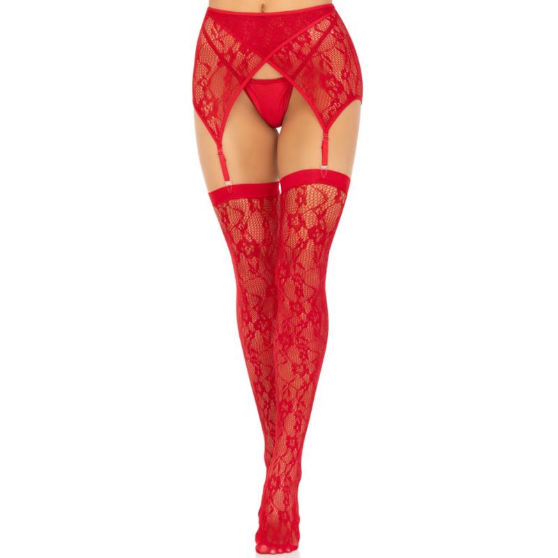 LACE THIGH HIGHS & GARTERBELT BLACK