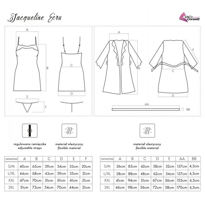 JACQUELINE LC 90249 HALJINA + MAJICA + TANGICE ECRU S/M