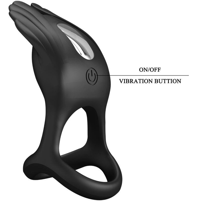 SILAS VIBRANT PENIS RING 7 VIBRATIONS BLACK SILICONE