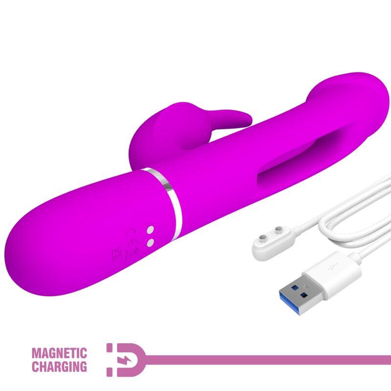 KAMPAS RABBIT 3 IN 1 MULTIFUNCTION VIBRATOR WITH TONGUE FUCHSIA