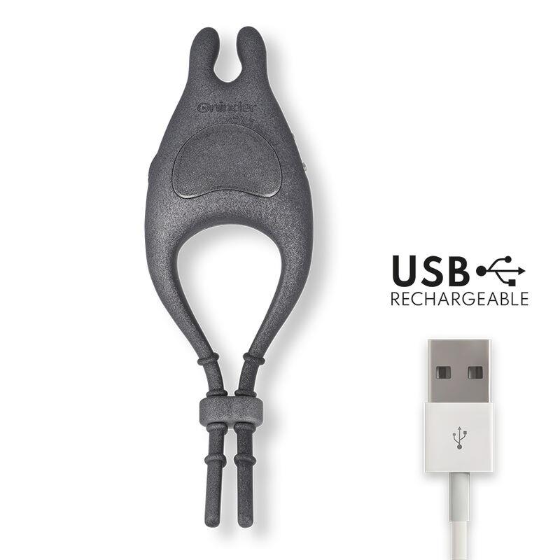 PAMPA RECHARGEABLE ADJUSTABLE VIBRATOR RING WITH CLITORIS STIMULATOR 10 SPEED - FREE APP