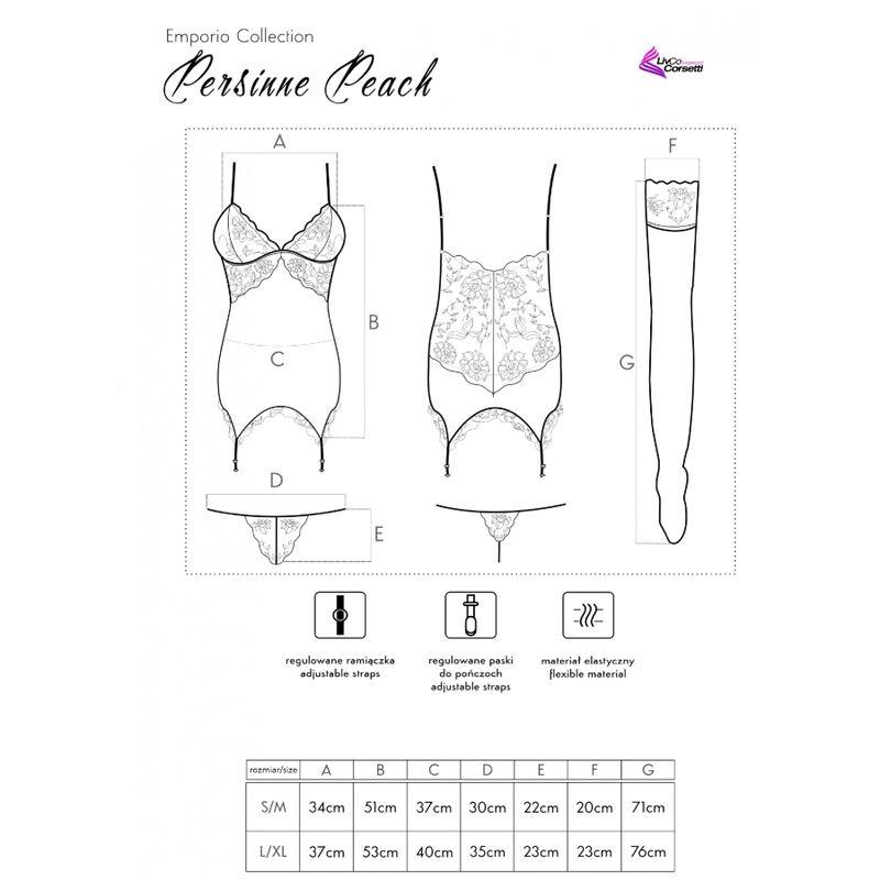 PERSINNE PEACH SET CORSET + PANTY + STOCKINGS